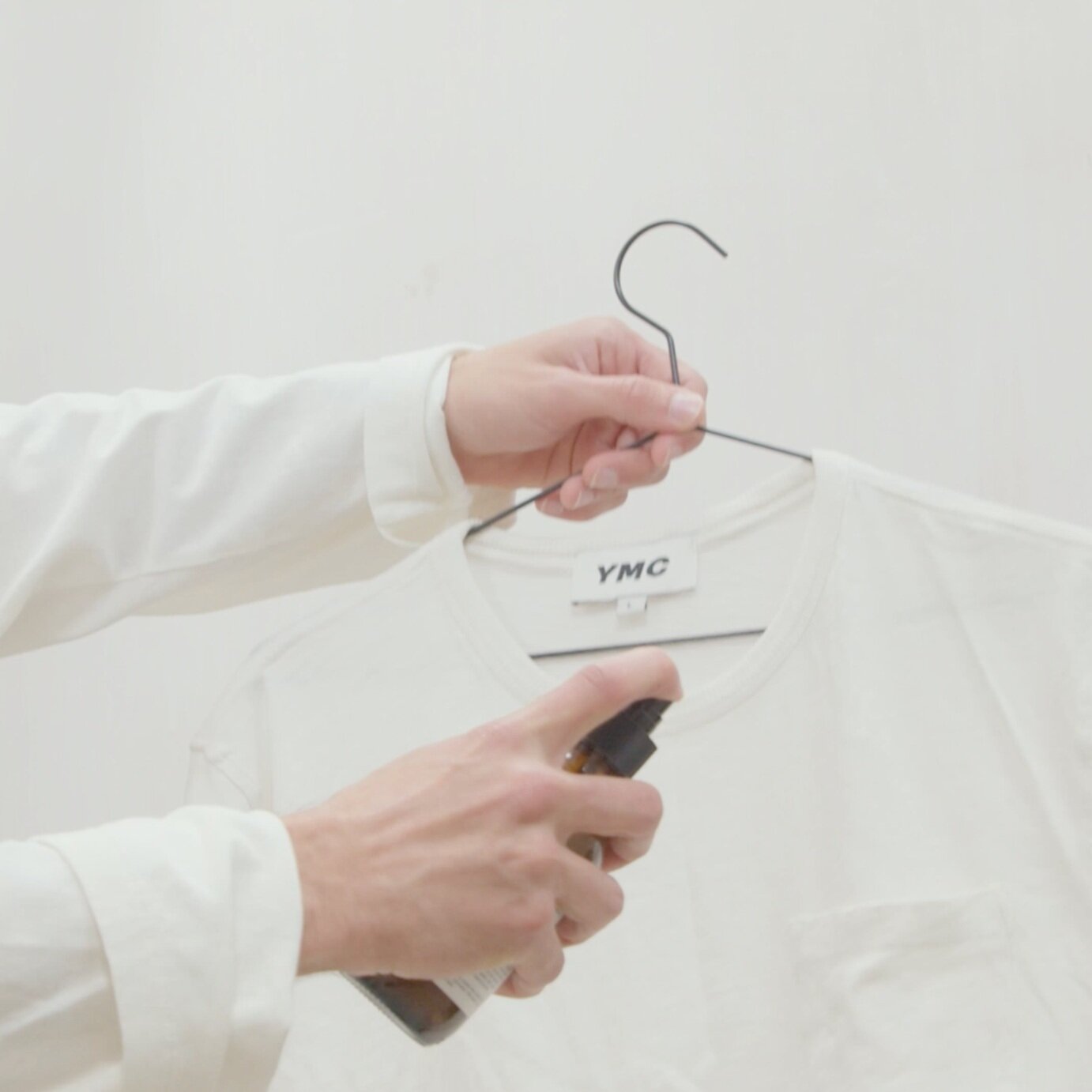 Spray onto clothing to remove wrinkles and creases